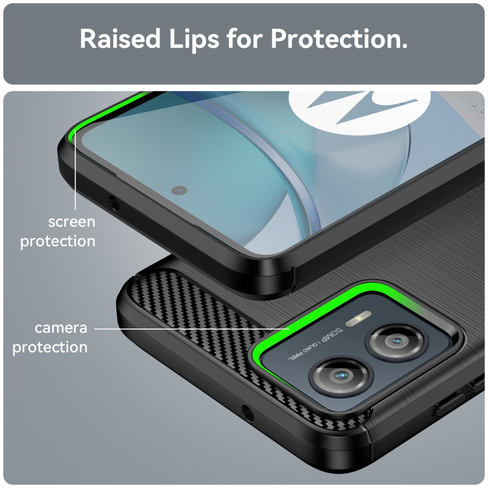 TPU Hülle für Motorola Moto G53 Carbon Fiber Skin Brushed Schutzcover Soft Case
