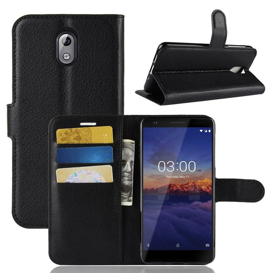 Wallet Case für Nokia 3.1 (2018) Litchi Grain Magnet Innenfach