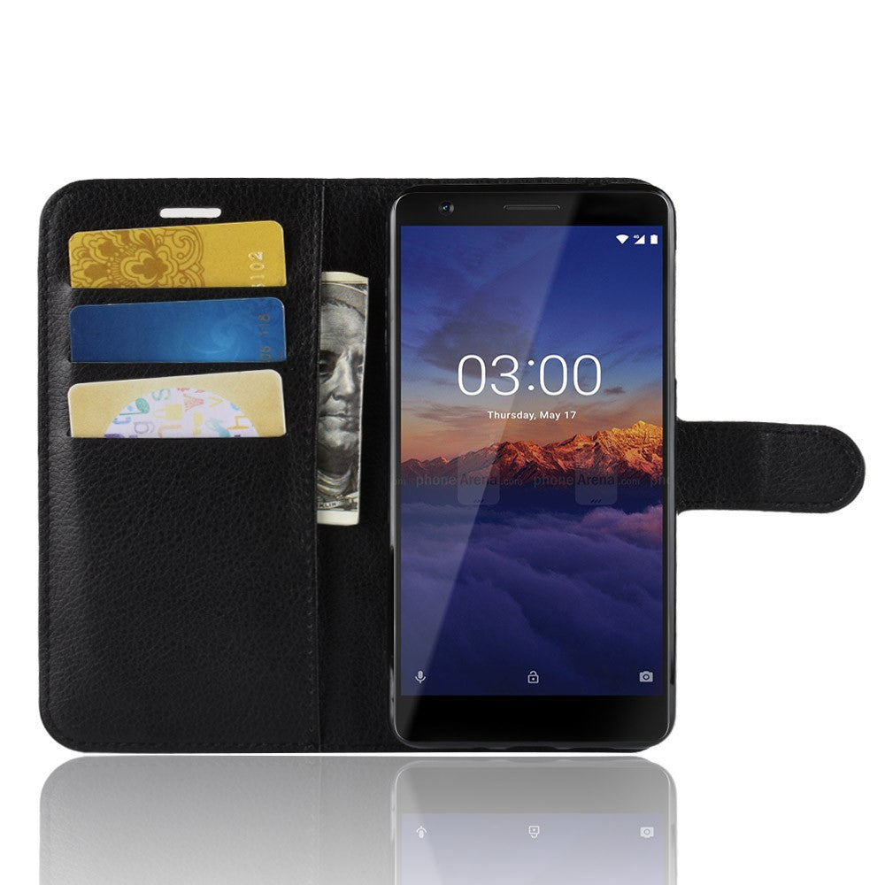 Wallet Case für Nokia 3.1 (2018) Litchi Grain Magnet Innenfach