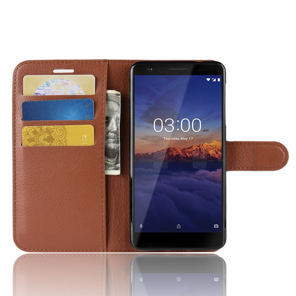 Wallet Case für Nokia 3.1 (2018) Litchi Grain Magnet Innenfach