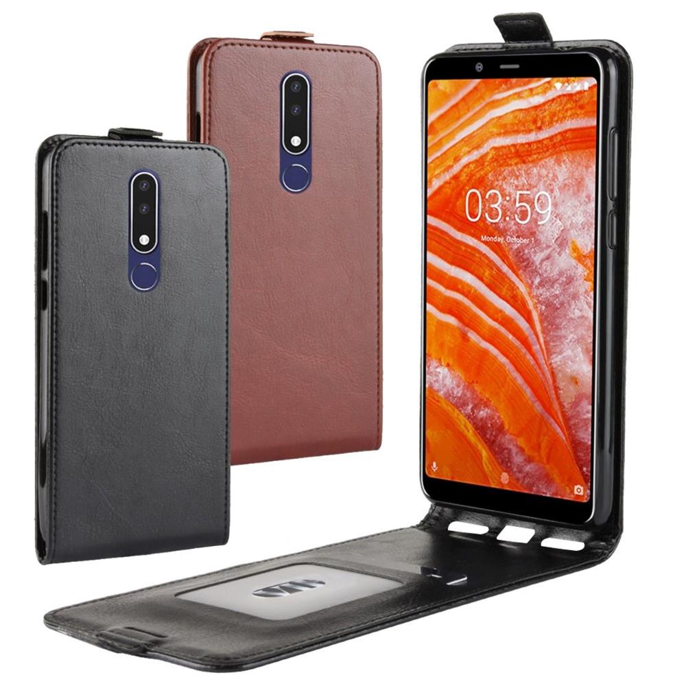 Flip Case für Nokia 3.1 PLUS Crazy Horse Handy Tasche Swipe Card Slot