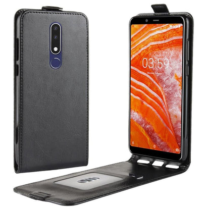 Flip Case für Nokia 3.1 PLUS Crazy Horse Handy Tasche Swipe Card Slot