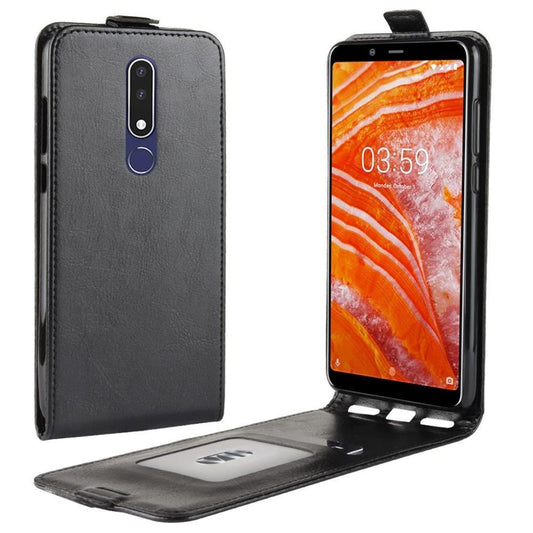 Flip Case für Nokia 3.1 PLUS Crazy Horse Handy Tasche Swipe Card Slot