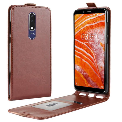 Flip Case für Nokia 3.1 PLUS Crazy Horse Handy Tasche Swipe Card Slot