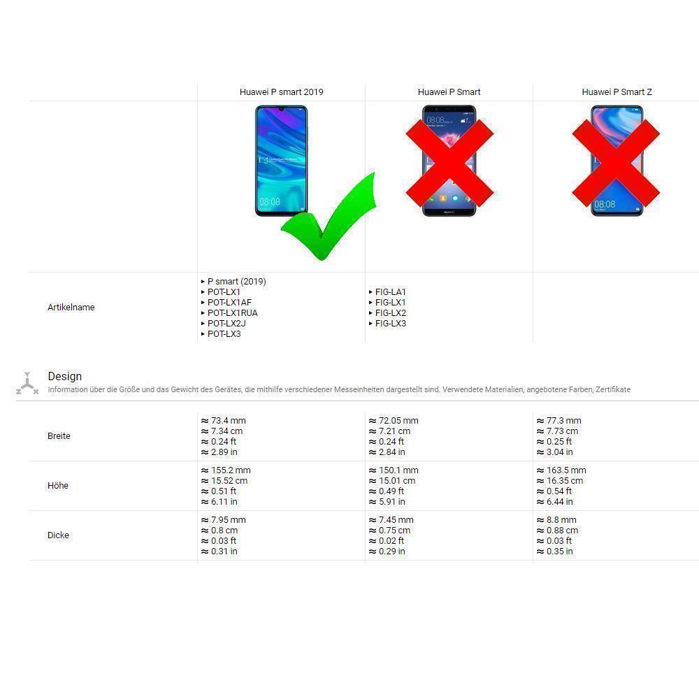 Flip Case für Huawei P SMART 2019 Crazy Horse Handy Tasche Card Slot