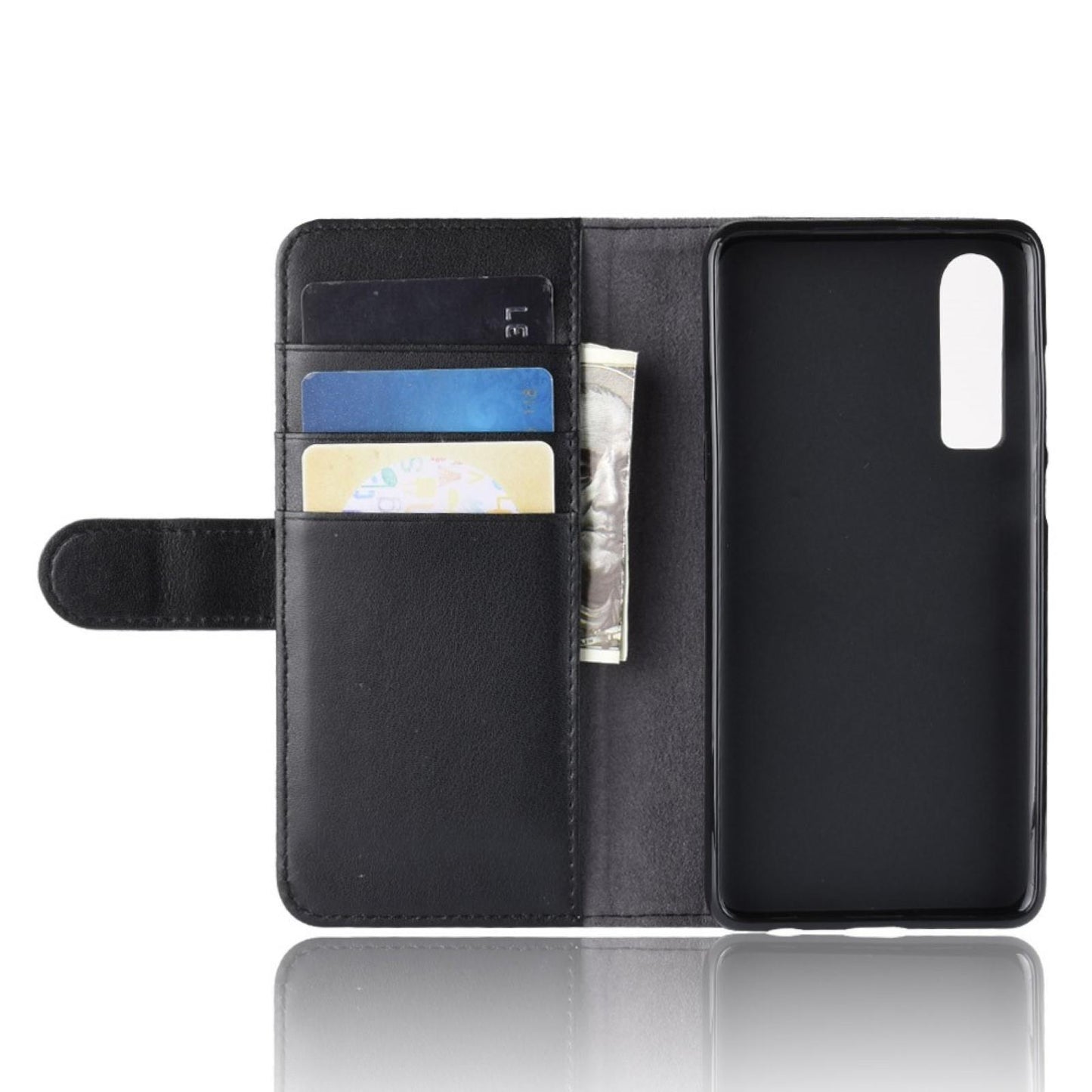 Wallet Case für Huawei P30 Echt Leder Innenfach Handy Tasche
