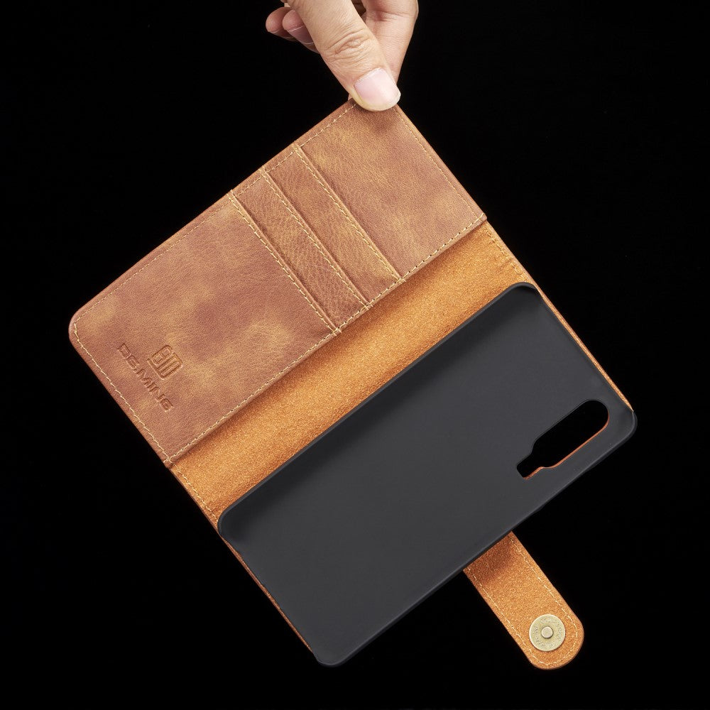 DG.MING Wallet Case für Huawei P30 Echt Leder Handy Tasche 2in1 Hülle Klapp Etui