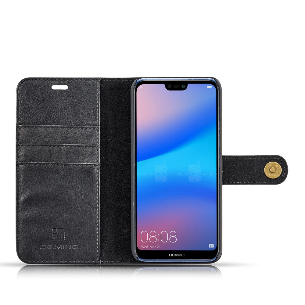 DG.MING Wallet Case für Huawei P20 LITE Echt Leder Handy Tasche 2in1 Hülle Etui