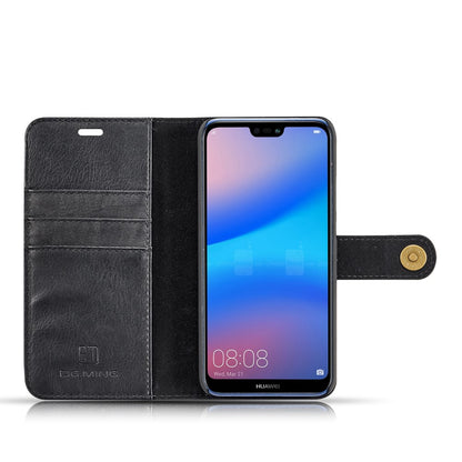 DG.MING Wallet Case für Huawei P20 LITE Echt Leder Handy Tasche 2in1 Hülle Etui