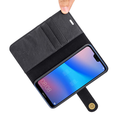 DG.MING Wallet Case für Huawei P20 LITE Echt Leder Handy Tasche 2in1 Hülle Etui