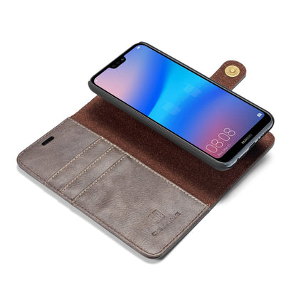DG.MING Wallet Case für Huawei P20 LITE Echt Leder Handy Tasche 2in1 Hülle Etui