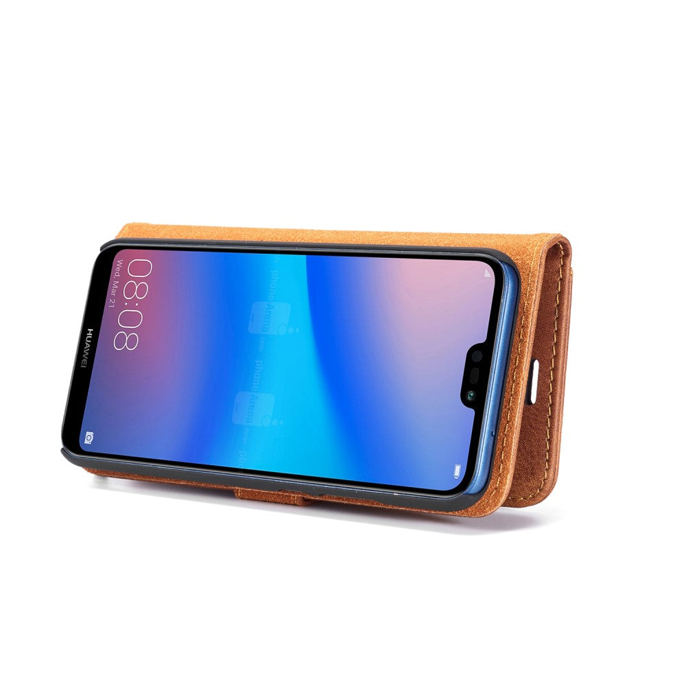 DG.MING Wallet Case für Huawei P20 LITE Echt Leder Handy Tasche 2in1 Hülle Etui