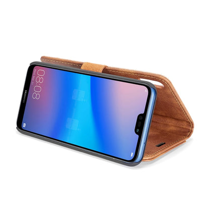 DG.MING Wallet Case für Huawei P20 LITE Echt Leder Handy Tasche 2in1 Hülle Etui