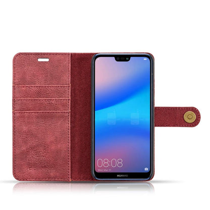 DG.MING Wallet Case für Huawei P20 LITE Echt Leder Handy Tasche 2in1 Hülle Etui