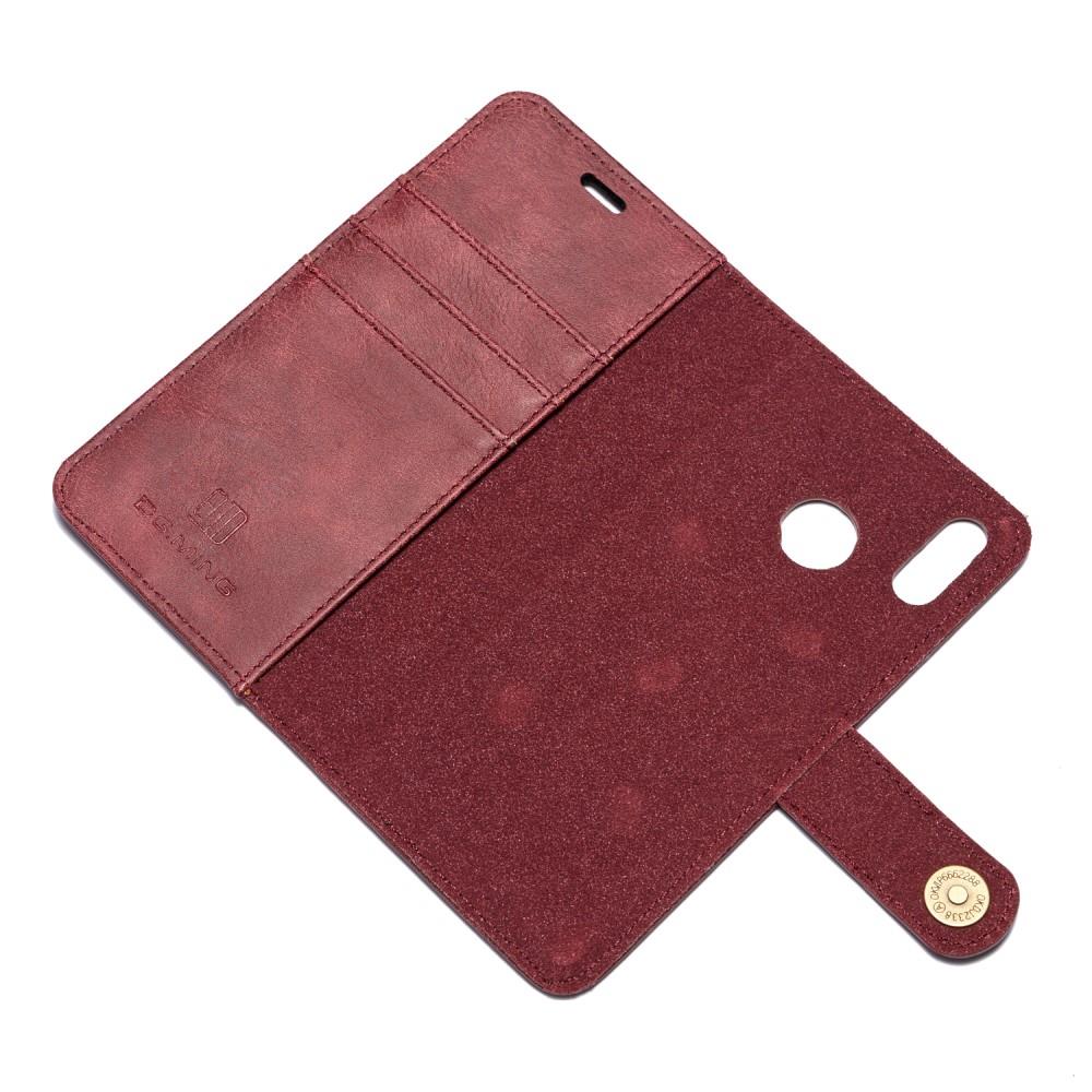 DG.MING Wallet Case für Huawei P20 LITE Echt Leder Handy Tasche 2in1 Hülle Etui