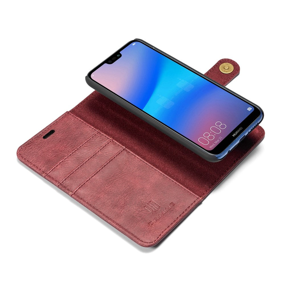DG.MING Wallet Case für Huawei P20 LITE Echt Leder Handy Tasche 2in1 Hülle Etui