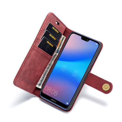 DG.MING Wallet Case für Huawei P20 LITE Echt Leder Handy Tasche 2in1 Hülle Etui