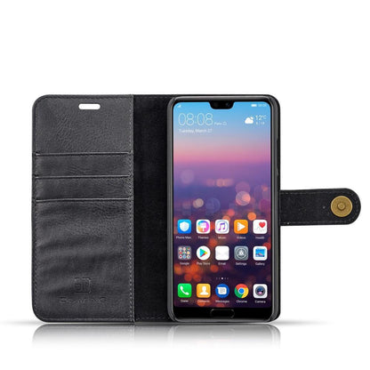 DG.MING Wallet Case für Huawei P20 Echt Leder Handy Tasche 2in1 Hülle Klapp Etui