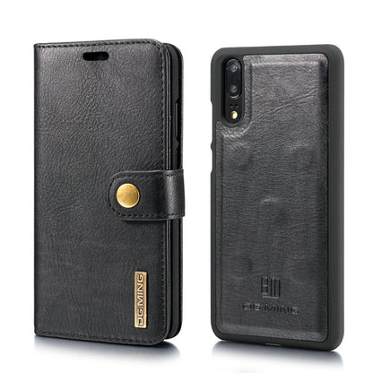 DG.MING Wallet Case für Huawei P20 Echt Leder Handy Tasche 2in1 Hülle Klapp Etui