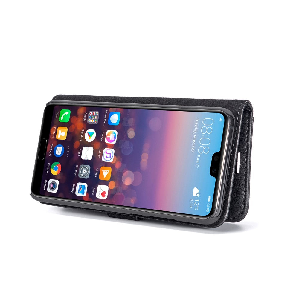 DG.MING Wallet Case für Huawei P20 Echt Leder Handy Tasche 2in1 Hülle Klapp Etui
