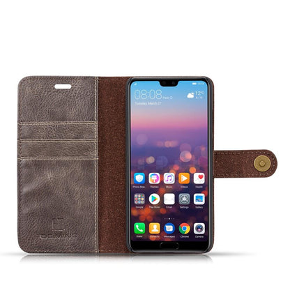 DG.MING Wallet Case für Huawei P20 Echt Leder Handy Tasche 2in1 Hülle Klapp Etui