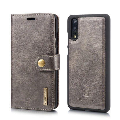 DG.MING Wallet Case für Huawei P20 Echt Leder Handy Tasche 2in1 Hülle Klapp Etui