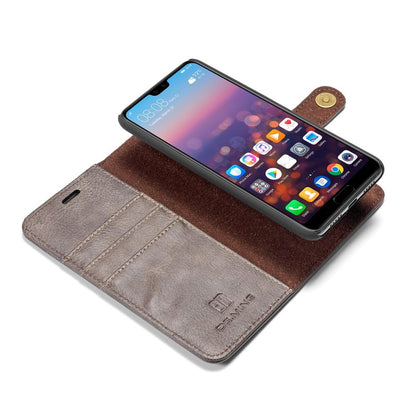 DG.MING Wallet Case für Huawei P20 Echt Leder Handy Tasche 2in1 Hülle Klapp Etui