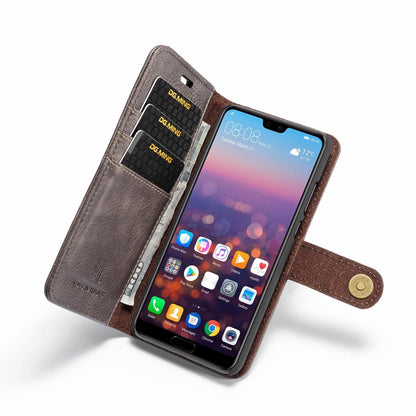 DG.MING Wallet Case für Huawei P20 Echt Leder Handy Tasche 2in1 Hülle Klapp Etui