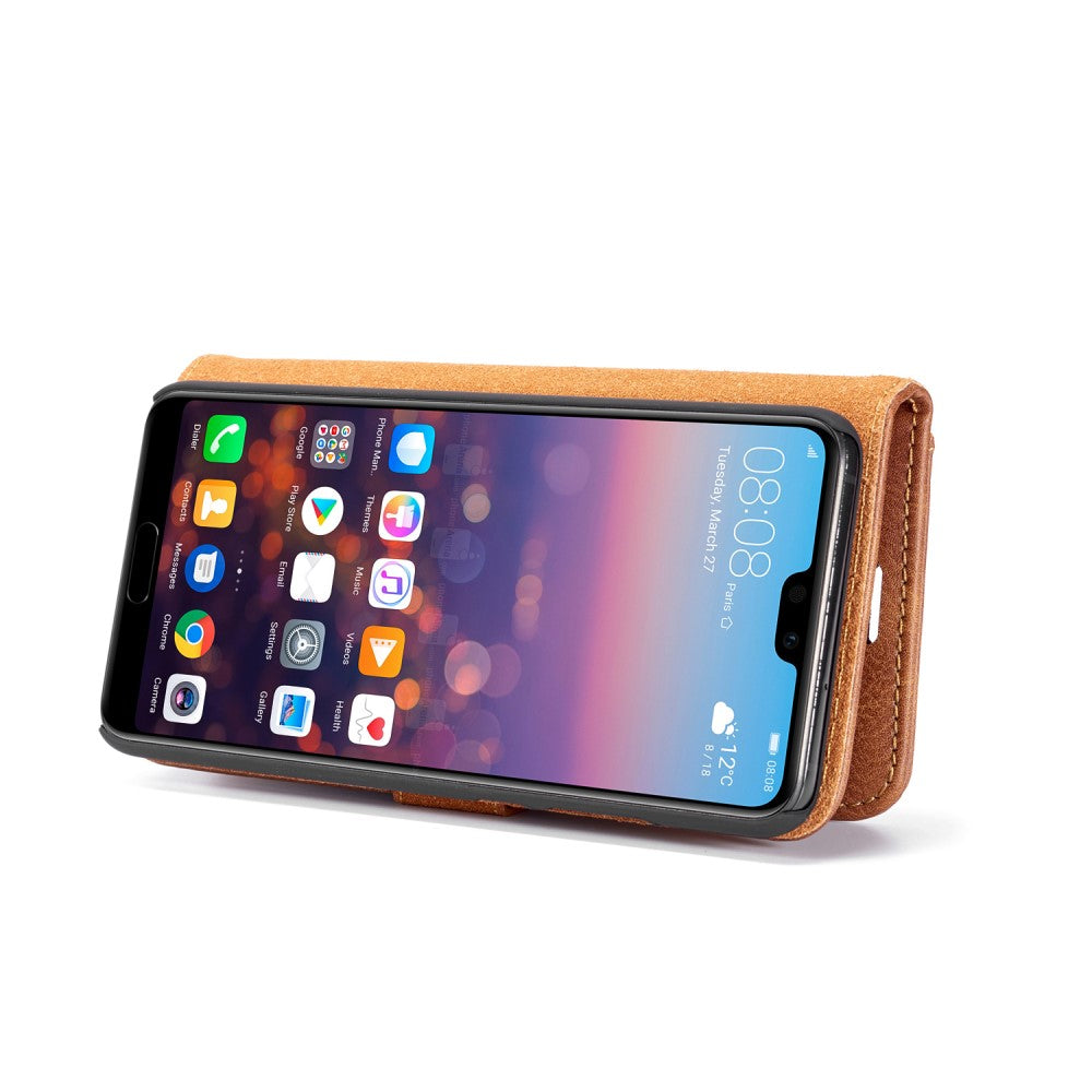 DG.MING Wallet Case für Huawei P20 Echt Leder Handy Tasche 2in1 Hülle Klapp Etui