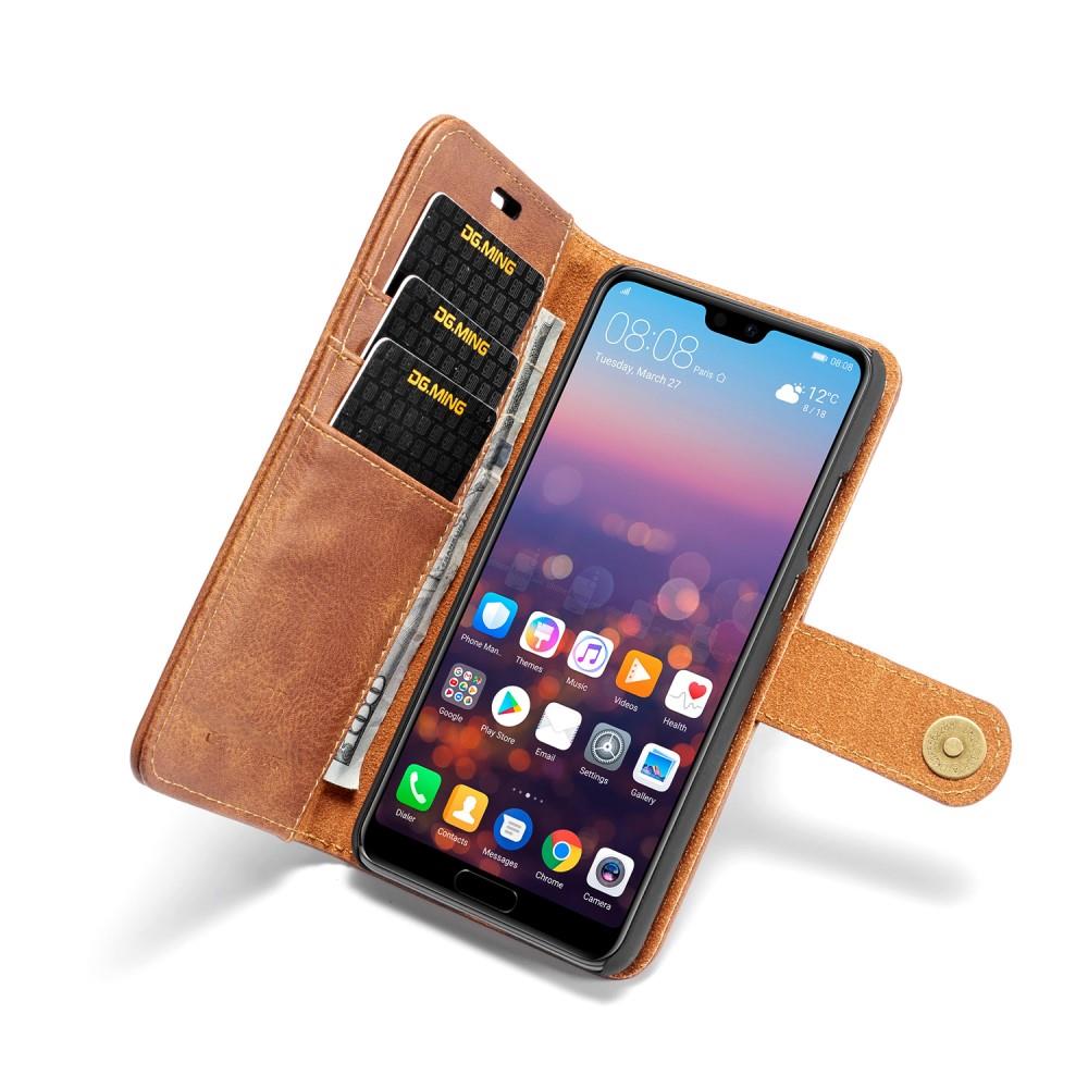 DG.MING Wallet Case für Huawei P20 Echt Leder Handy Tasche 2in1 Hülle Klapp Etui