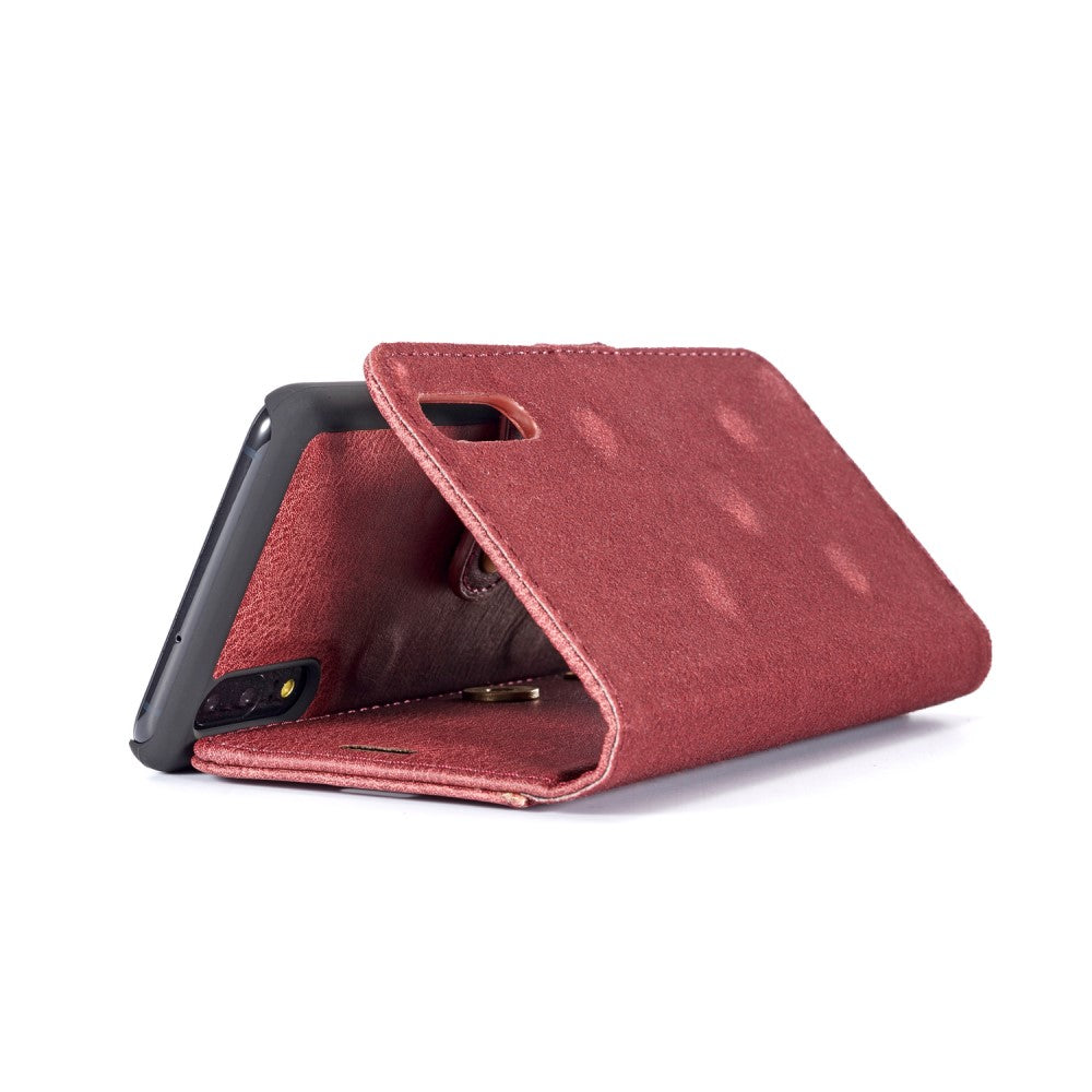 DG.MING Wallet Case für Huawei P20 Echt Leder Handy Tasche 2in1 Hülle Klapp Etui