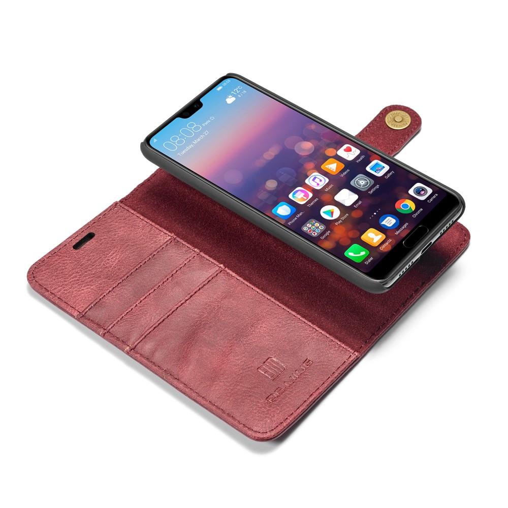 DG.MING Wallet Case für Huawei P20 Echt Leder Handy Tasche 2in1 Hülle Klapp Etui