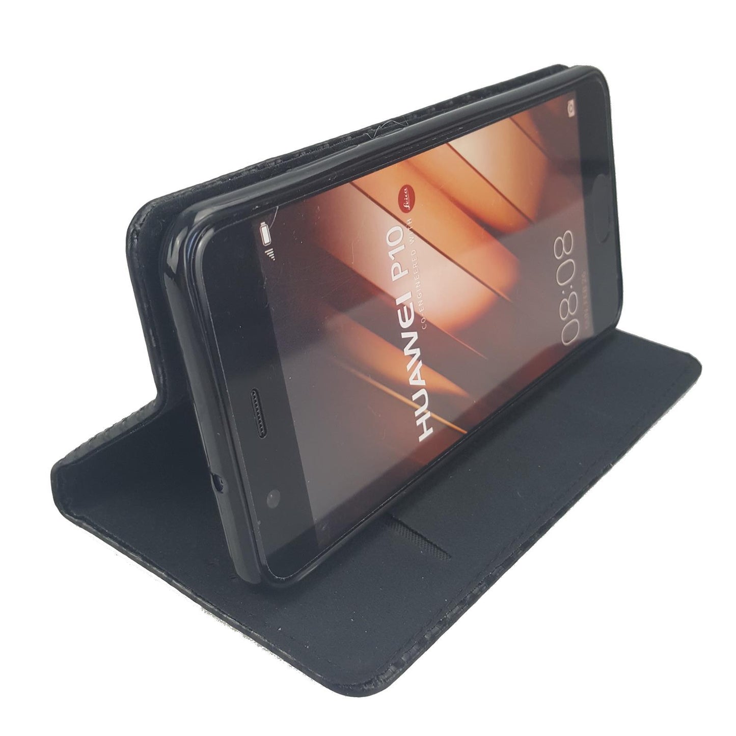 Wallet Case für Huawei P10 Carbon Fiber Optik Magnet