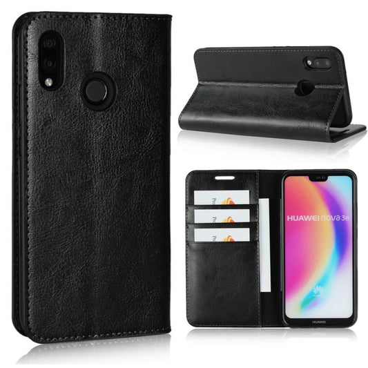 Wallet Case für Huawei P20 LITE Genuine Split Echt Leder Crazy Horse Skin
