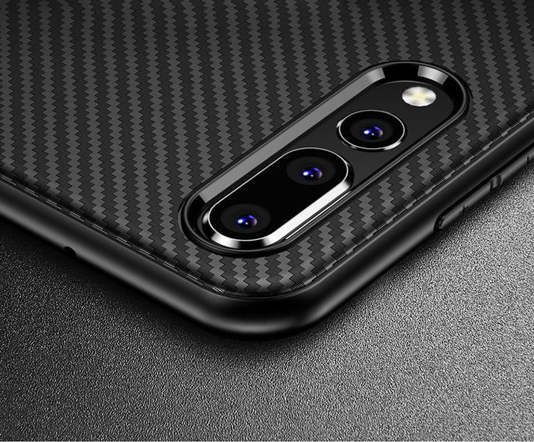 IPAKY TPU Case für Huawei P20 LITE Carbon Fiber Muster