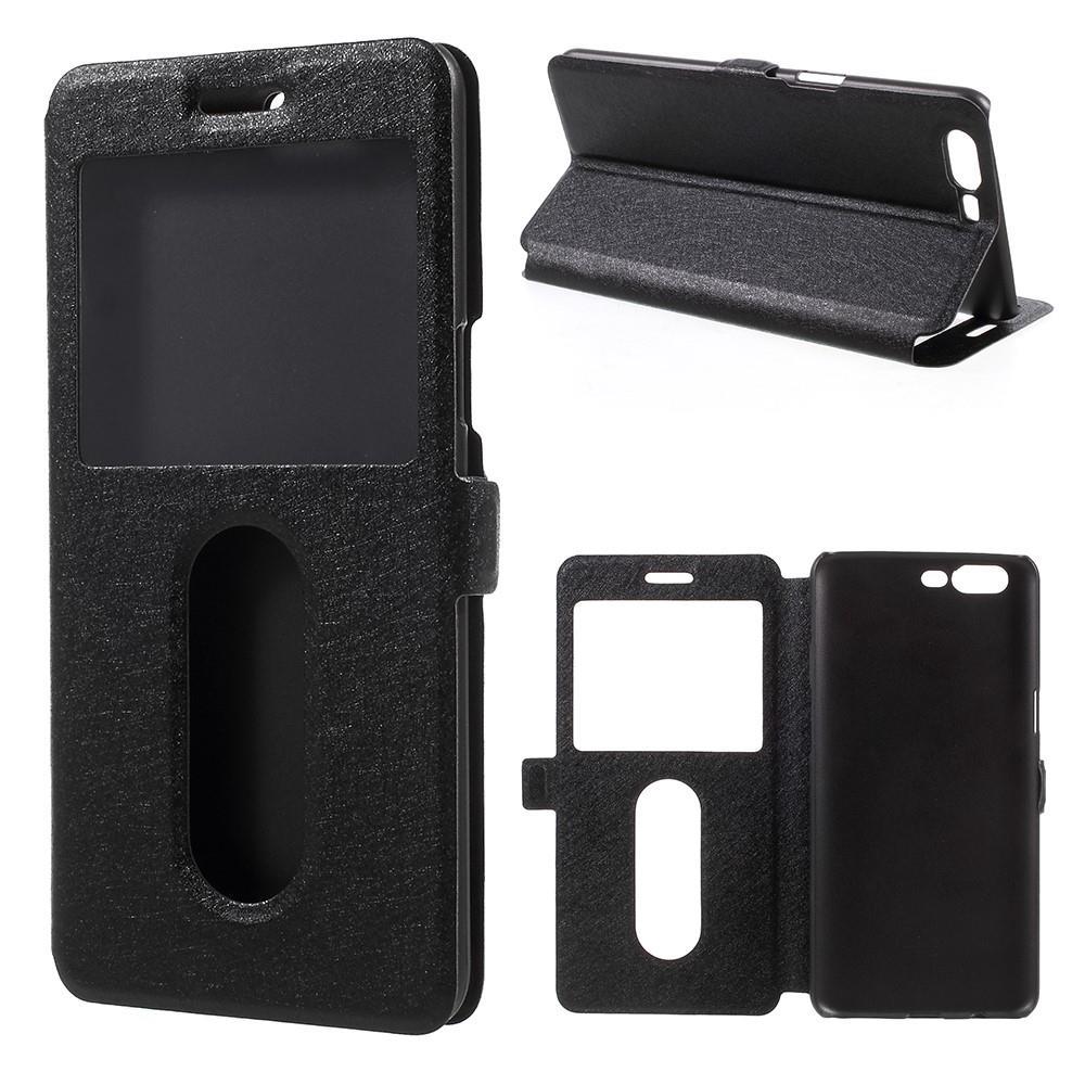 Wallet Case für OnePlus 5 Dual Window View Silk Book Etui