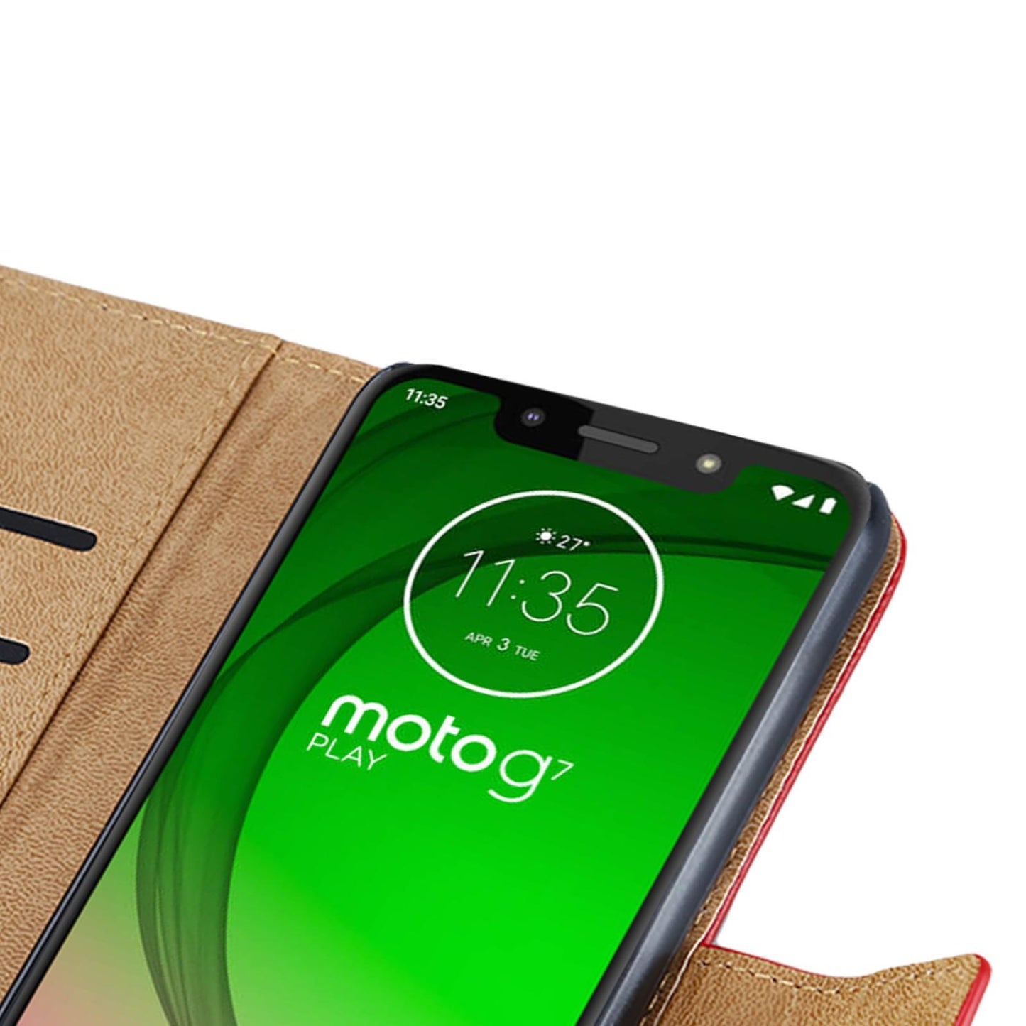 Wallet Case für Motorola Moto G7 PLAY Genuine Split Echt Leder Tasche