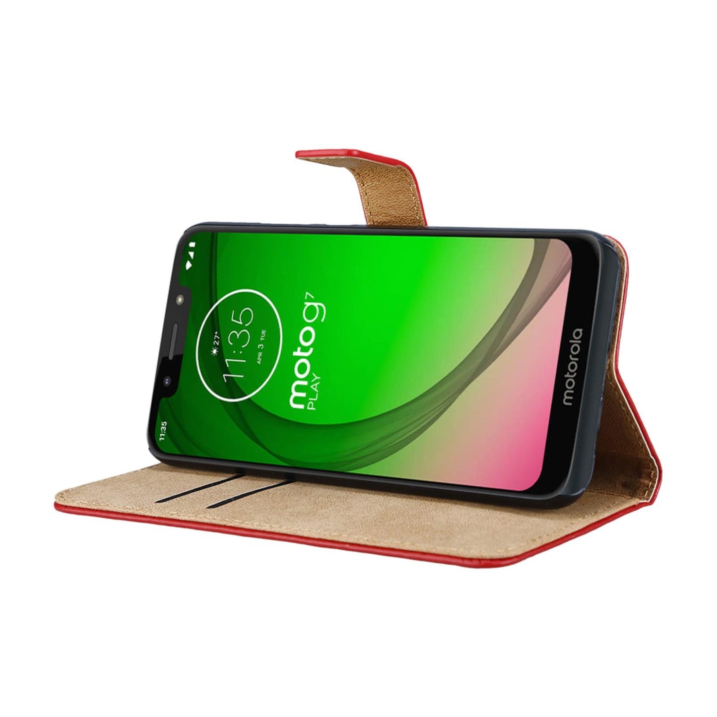 Wallet Case für Motorola Moto G7 PLAY Genuine Split Echt Leder Tasche