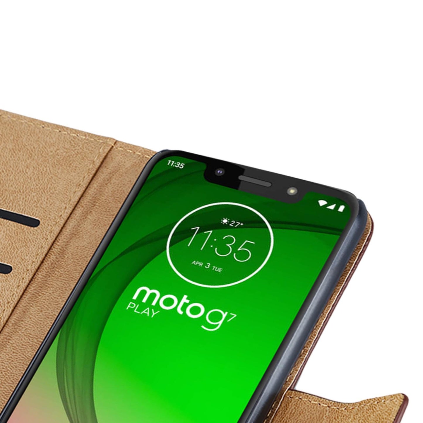 Wallet Case für Motorola Moto G7 PLAY Genuine Split Echt Leder Tasche