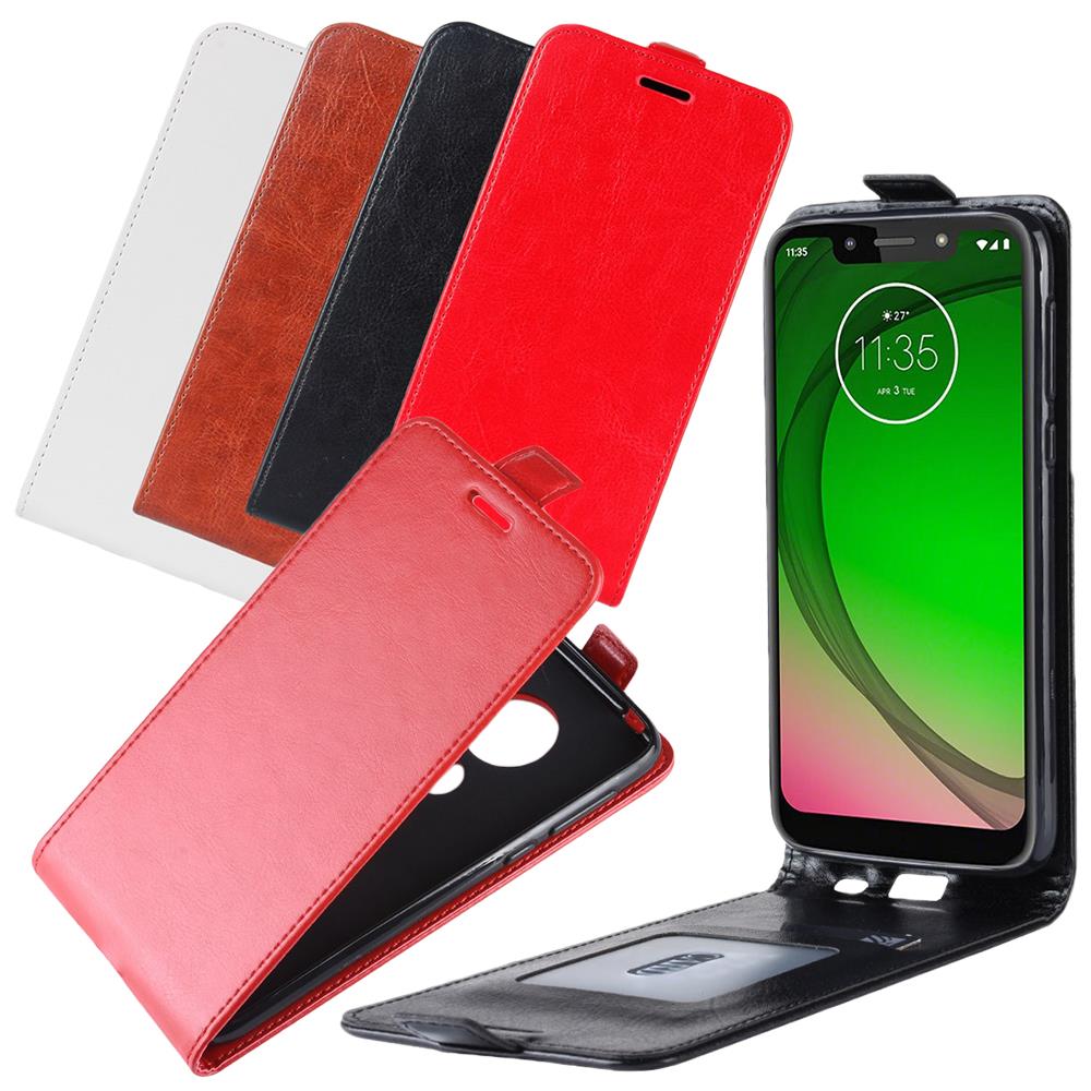 Flip Case für Motorola Moto G7 PLAY Crazy Horse Handy Tasche Card Slot
