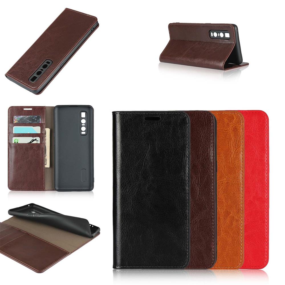 Wallet Case für Oppo Find X2 PRO Echt Leder Handy Tasche Crazy Horse Etui Hülle