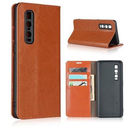 Wallet Case für Oppo Find X2 PRO Echt Leder Handy Tasche Crazy Horse Etui Hülle