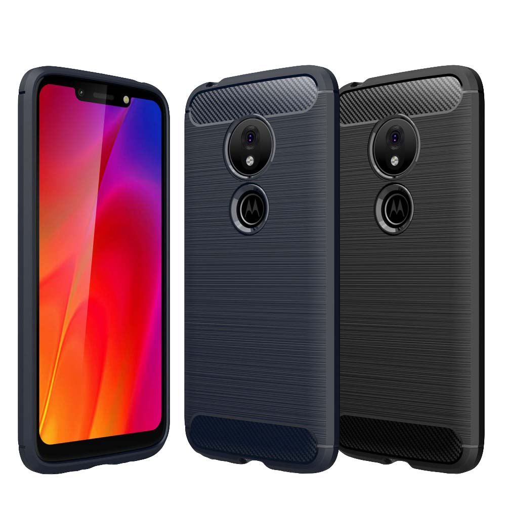 TPU Case für Motorola Moto G7 PLAY Carbon Fiber Optik Skin Brushed Muster Hülle