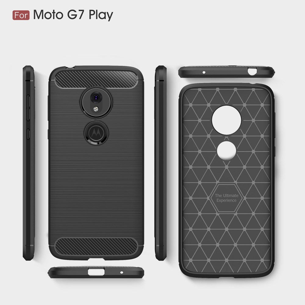 TPU Case für Motorola Moto G7 PLAY Carbon Fiber Optik Skin Brushed Muster Hülle