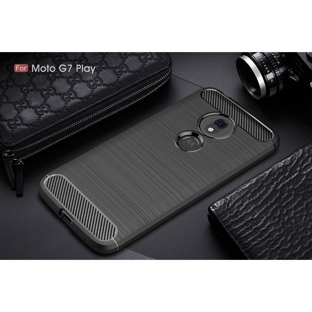 TPU Case für Motorola Moto G7 PLAY Carbon Fiber Optik Skin Brushed Muster Hülle