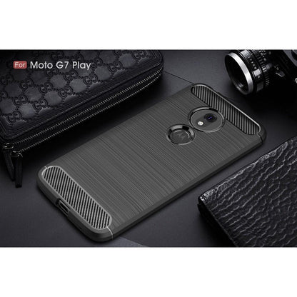 TPU Case für Motorola Moto G7 PLAY Carbon Fiber Optik Skin Brushed Muster Hülle