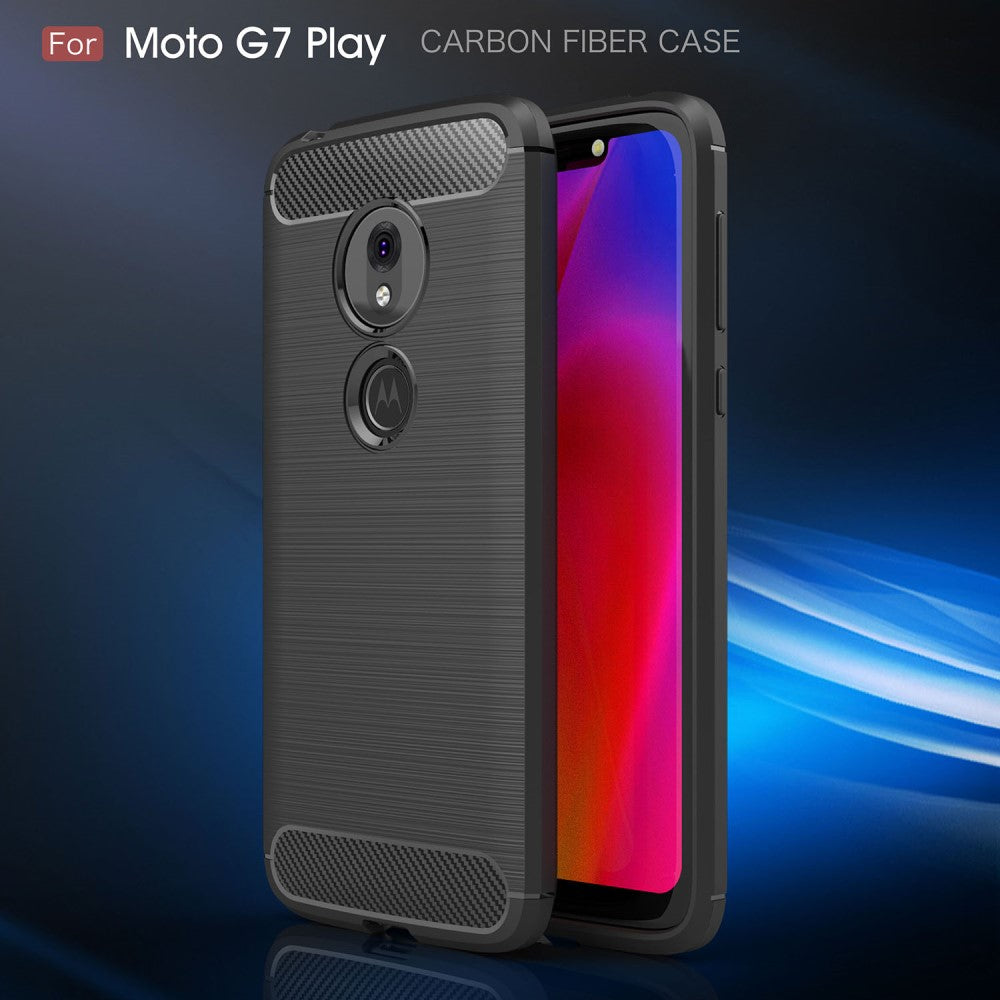 TPU Case für Motorola Moto G7 PLAY Carbon Fiber Optik Skin Brushed Muster Hülle