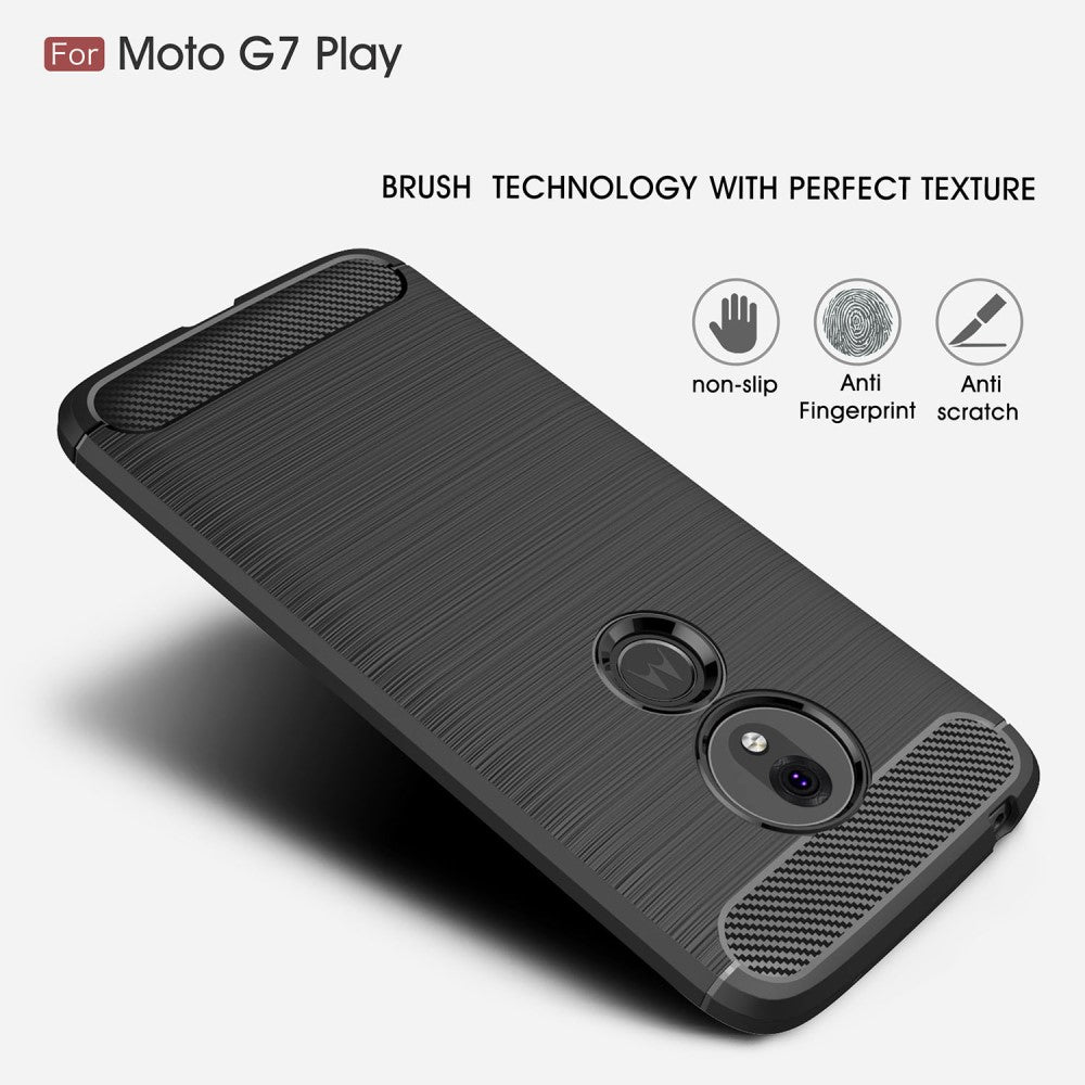 TPU Case für Motorola Moto G7 PLAY Carbon Fiber Optik Skin Brushed Muster Hülle