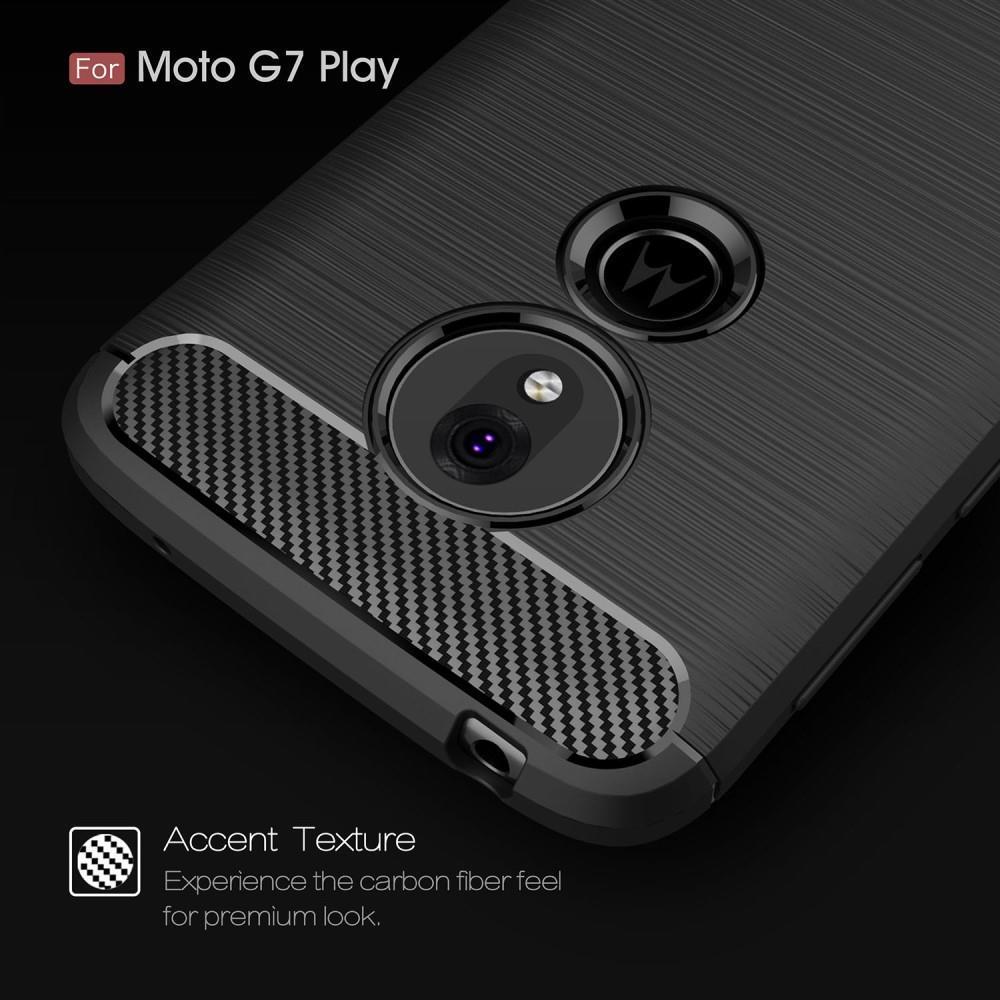TPU Case für Motorola Moto G7 PLAY Carbon Fiber Optik Skin Brushed Muster Hülle