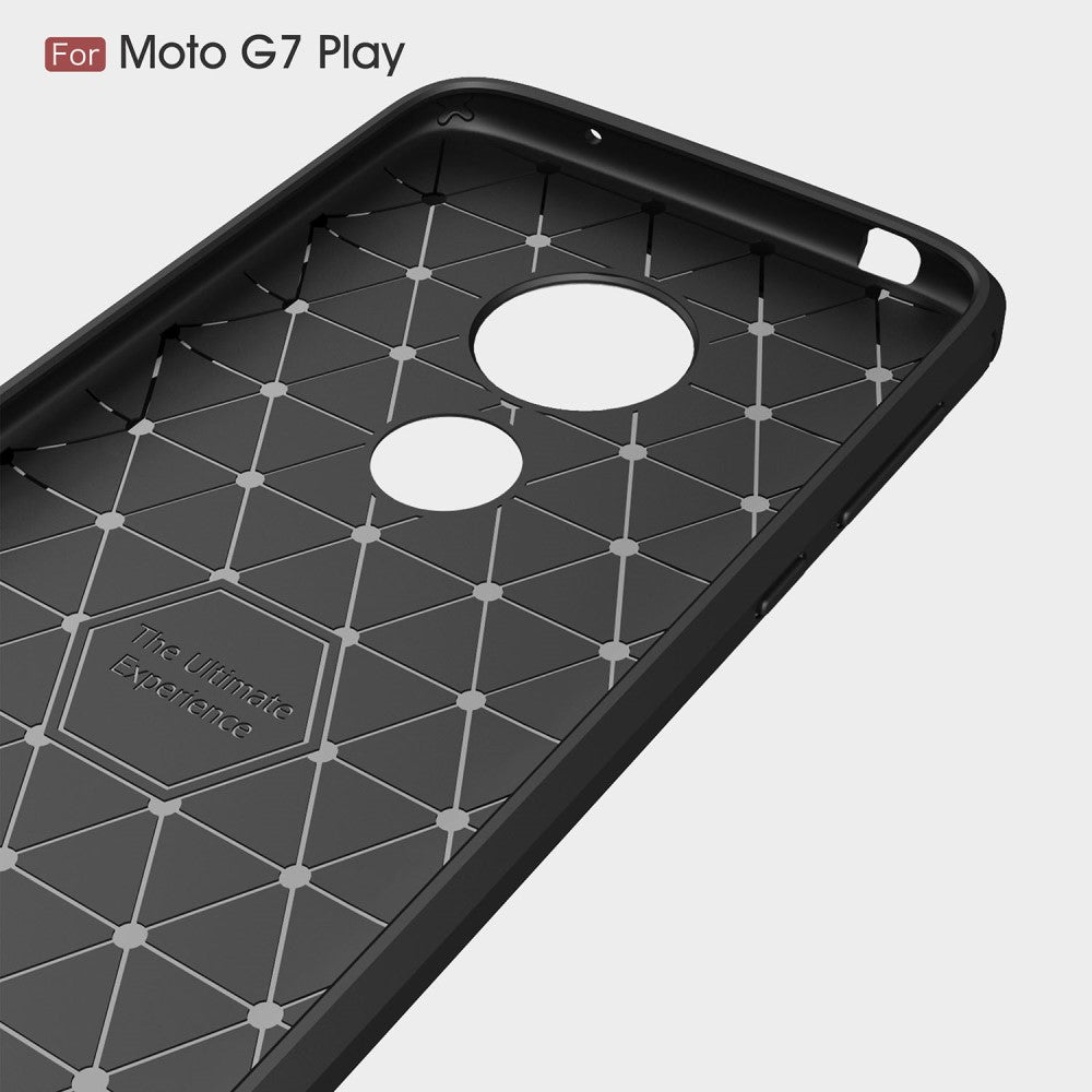 TPU Case für Motorola Moto G7 PLAY Carbon Fiber Optik Skin Brushed Muster Hülle